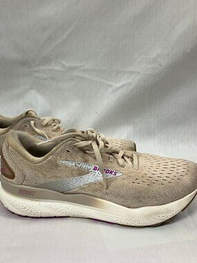 Brooks Ghost 16 Sneakers Women's 10B Beige Pink Lace-Up Running Shoes Mesh